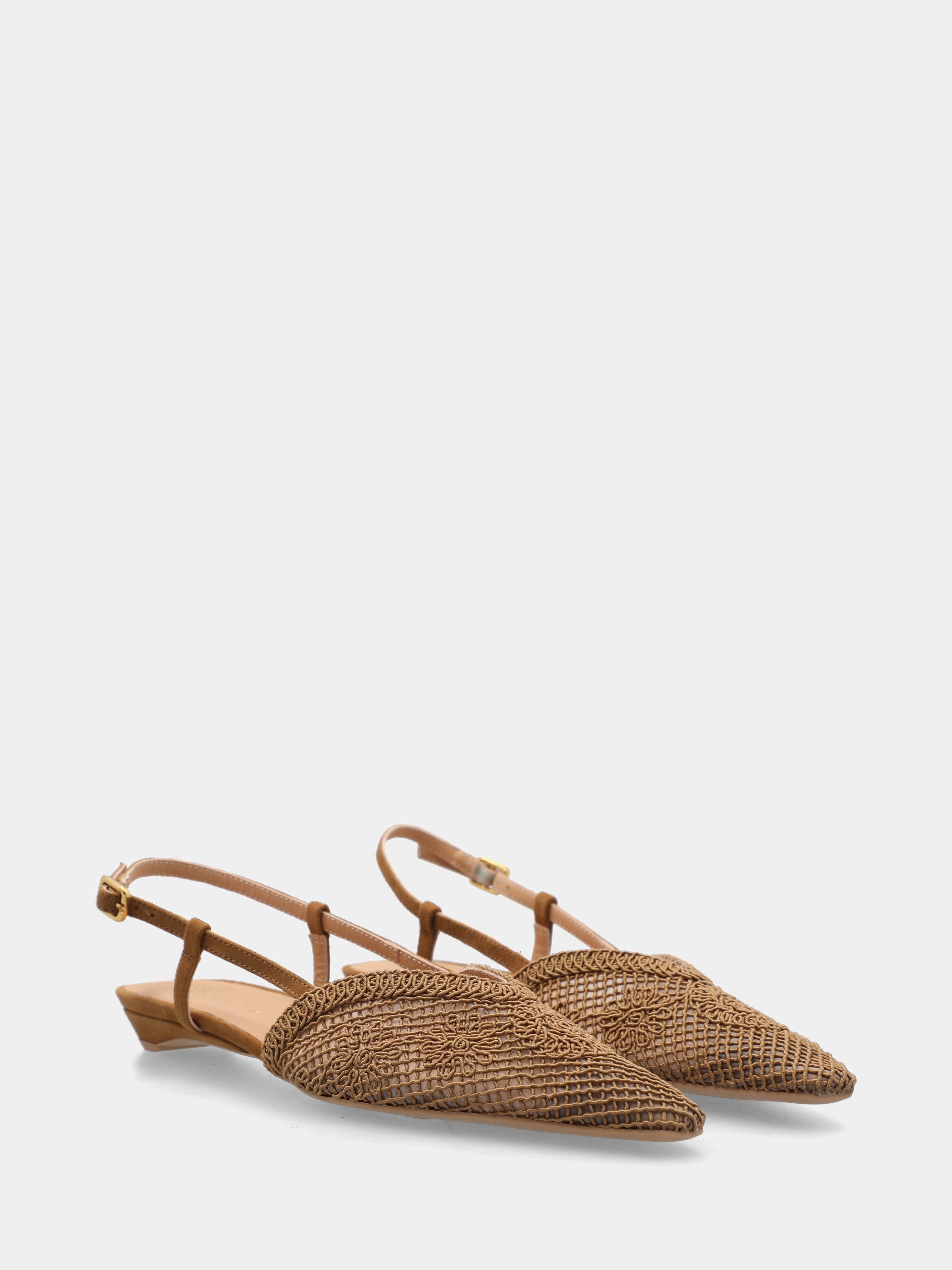 Slingback in tessuto avorio con ricamo