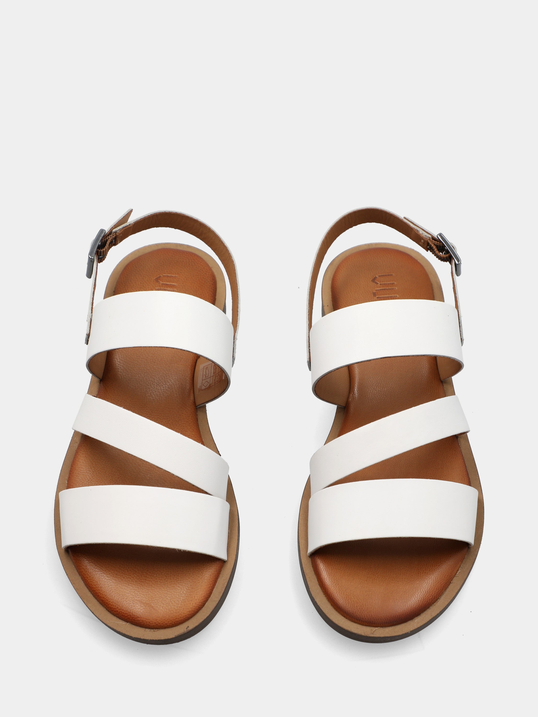 Sandalo in nappa bianca con tre fascette
