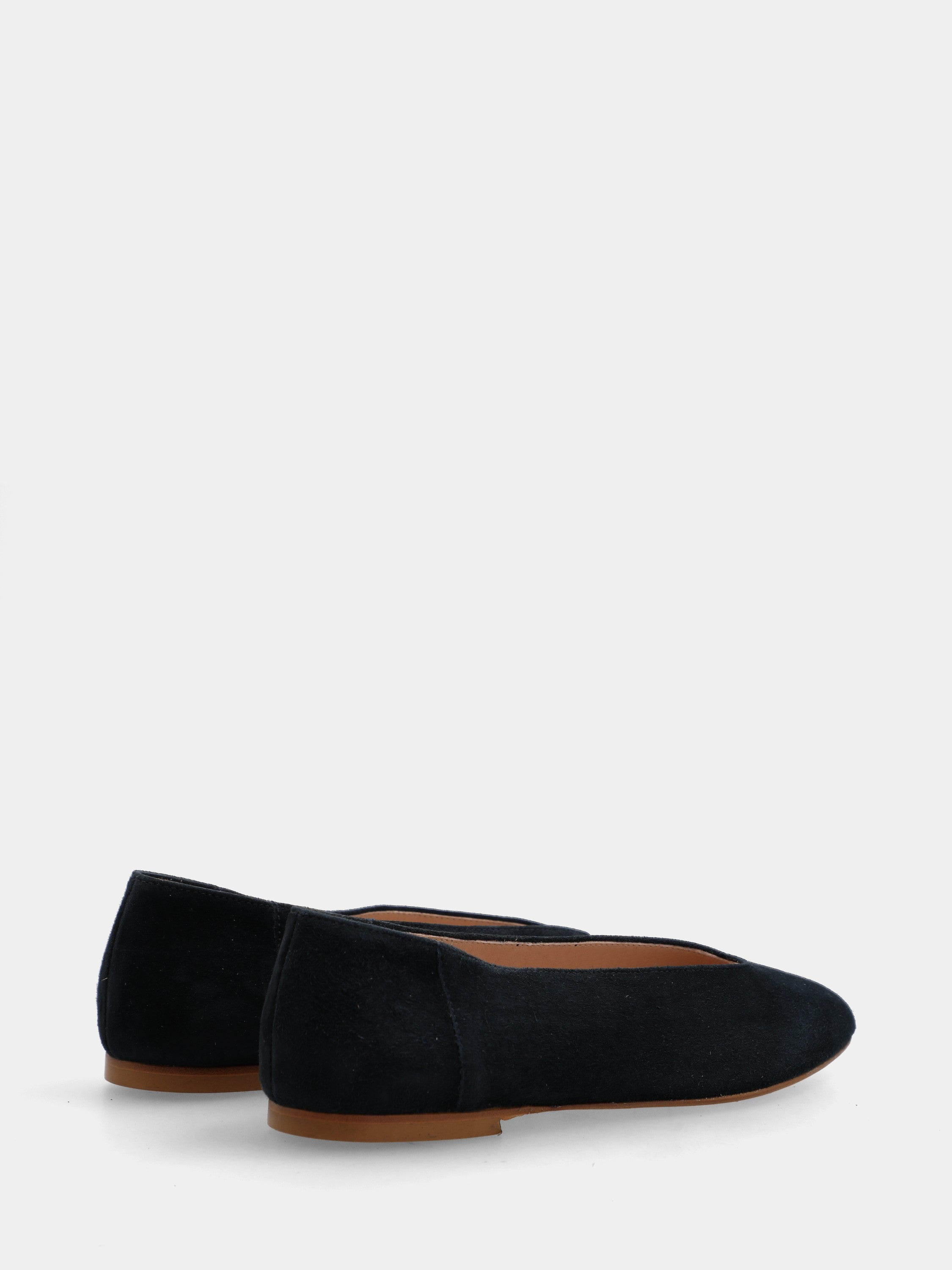 Ballerina in camoscio blu con scollo a uovo
