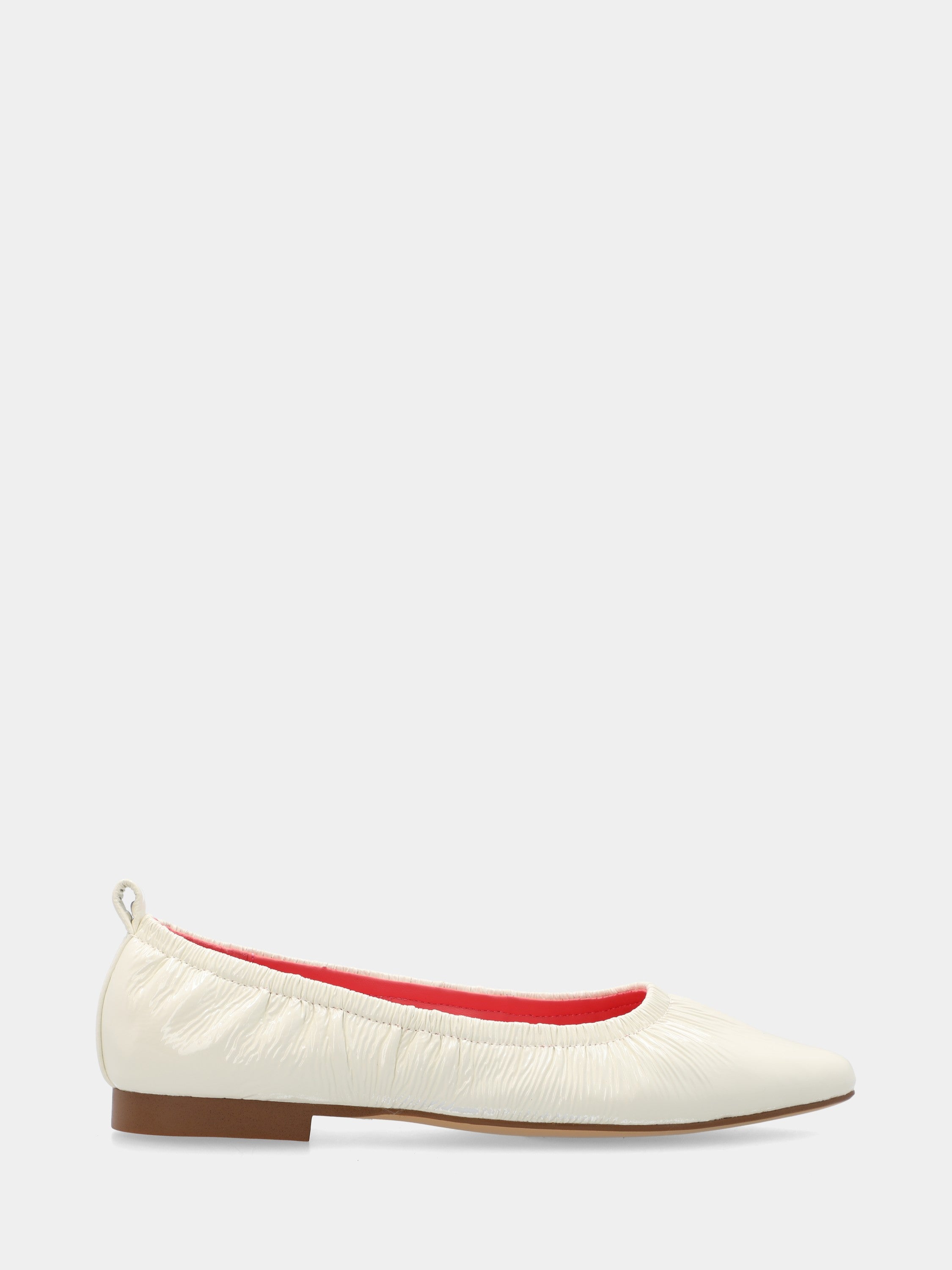 Ballerina in naplak bianco a sacchetto con punta affusolata