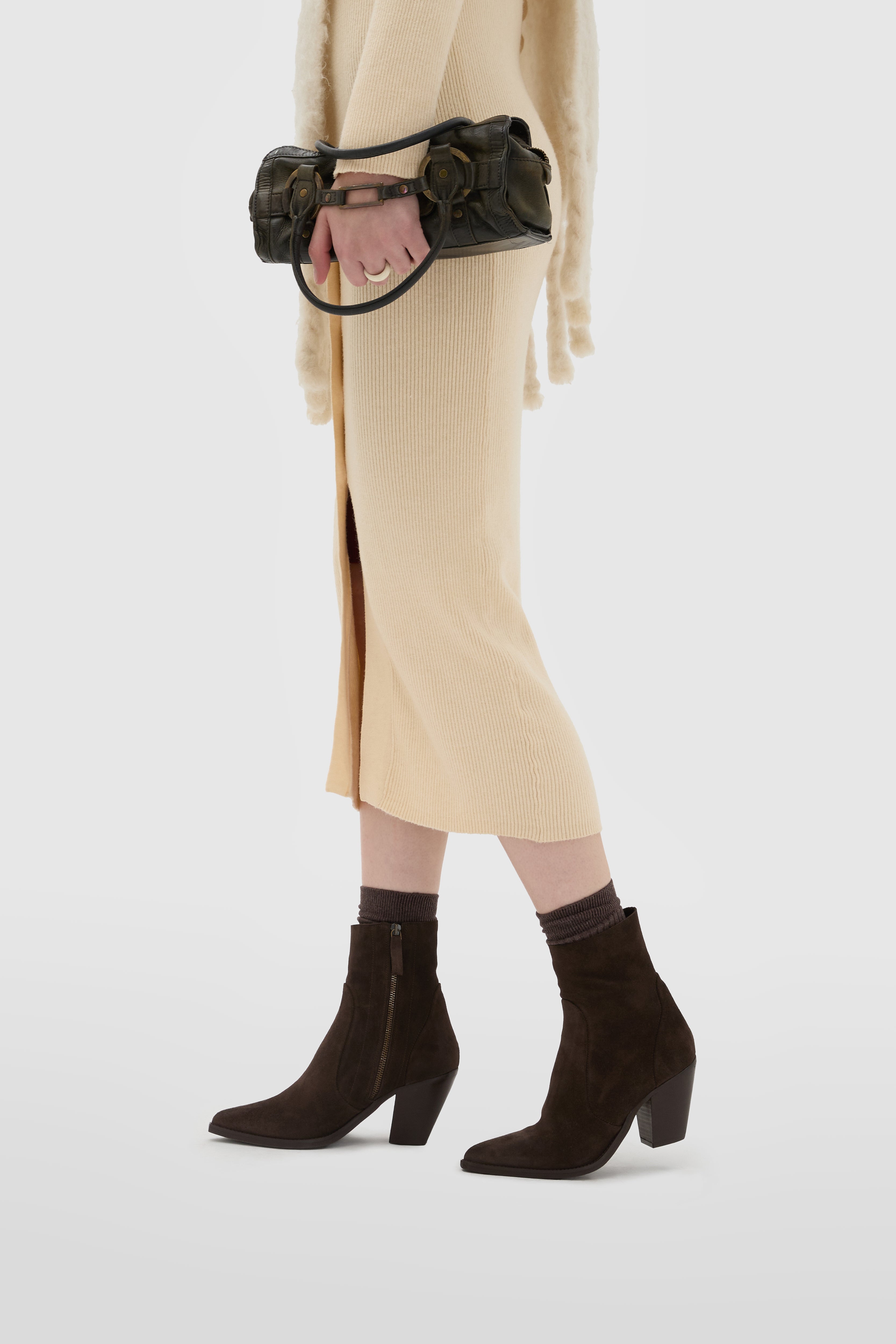 Camperos in crosta testa di moro con tacco monoblocco