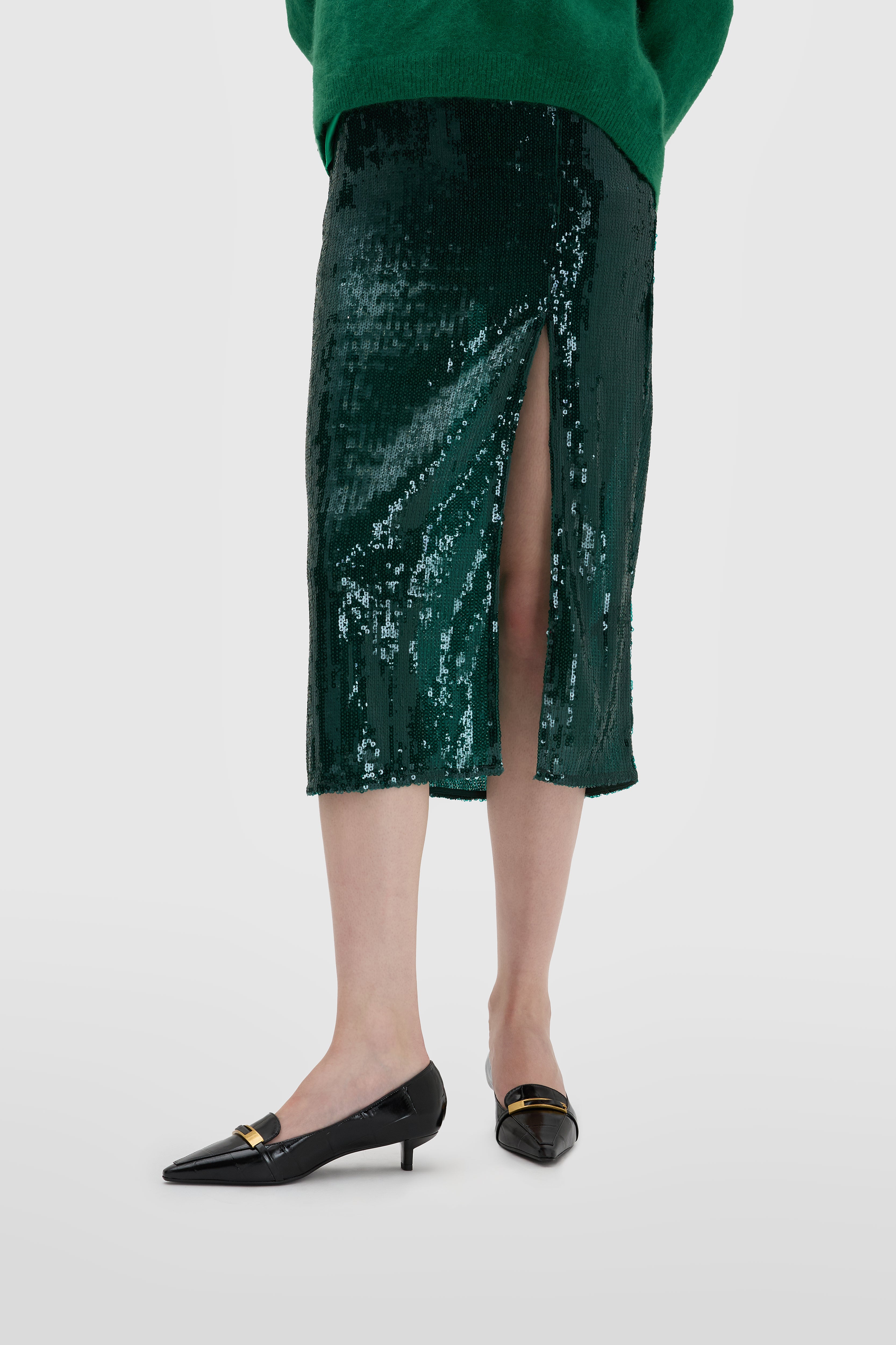 Black patent leather loafer in crocodile print with buckle