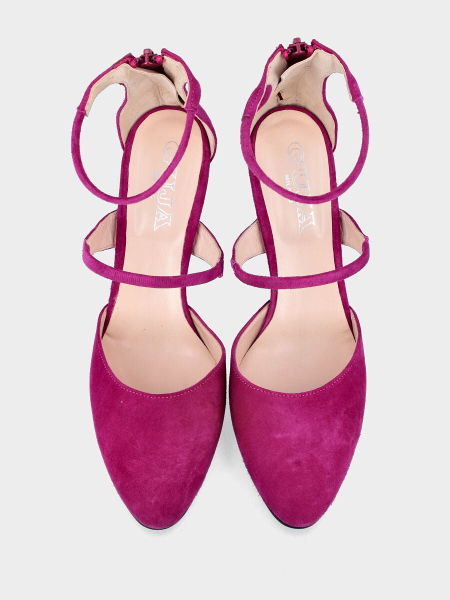 Rote Pumps aus Leder mit elastischen Riemchen