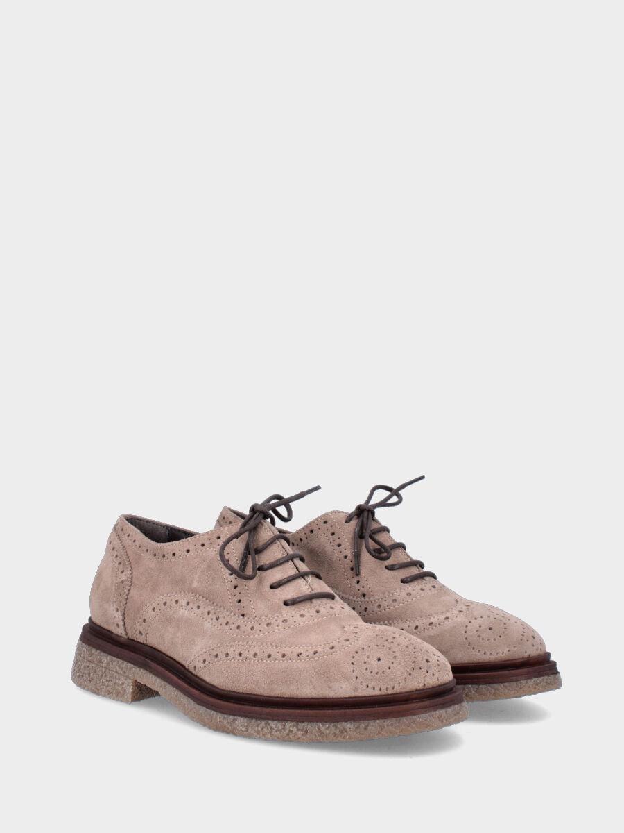 Francesina beige in pelle con lavorazione full brogue