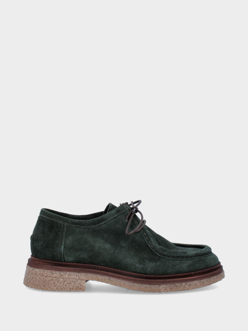 Stringata verde in pelle tipo paraboot