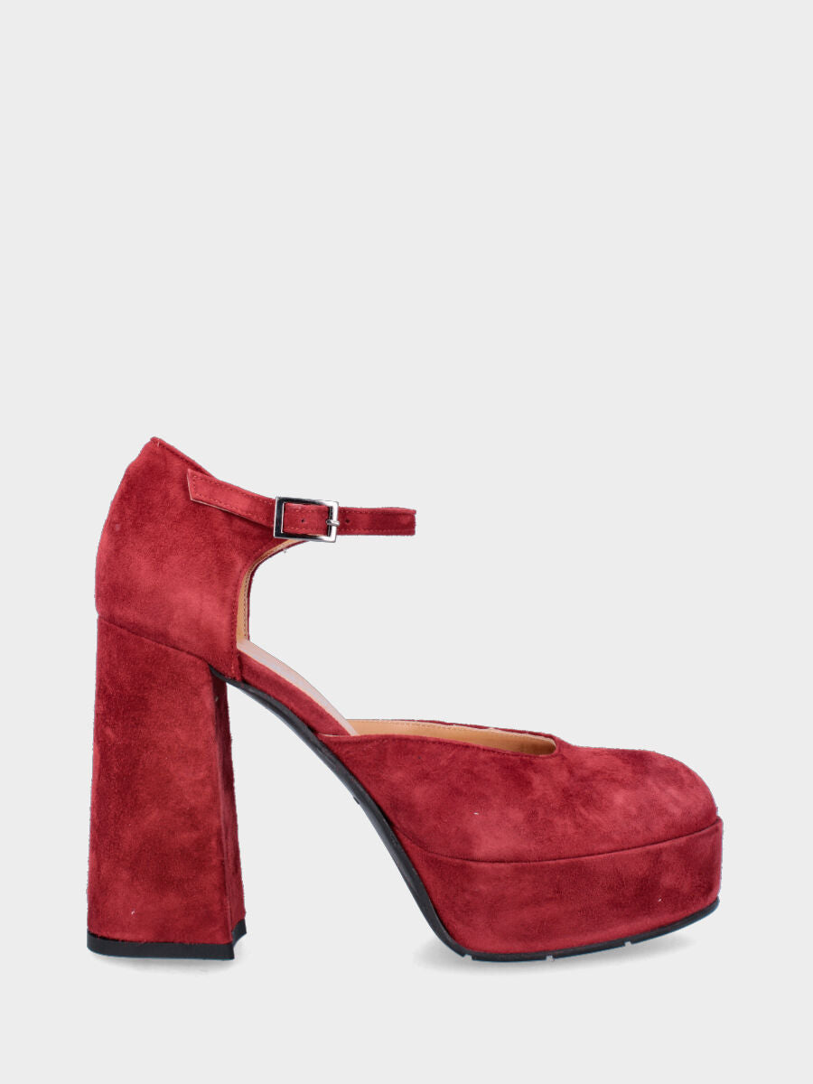 Sandalo monoblocco in vitello rosso con fascia ripiegata