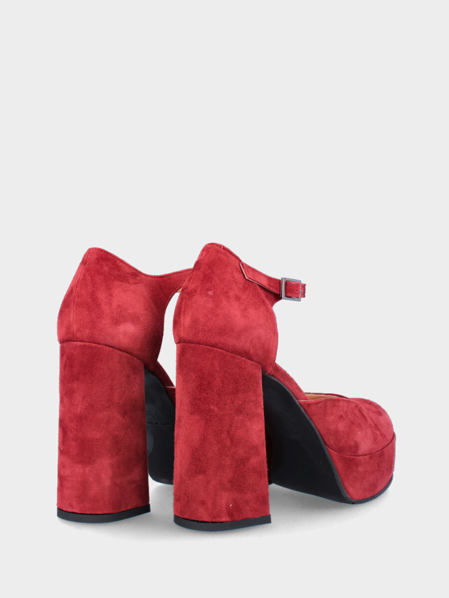 Sandalo monoblocco in vitello rosso con fascia ripiegata
