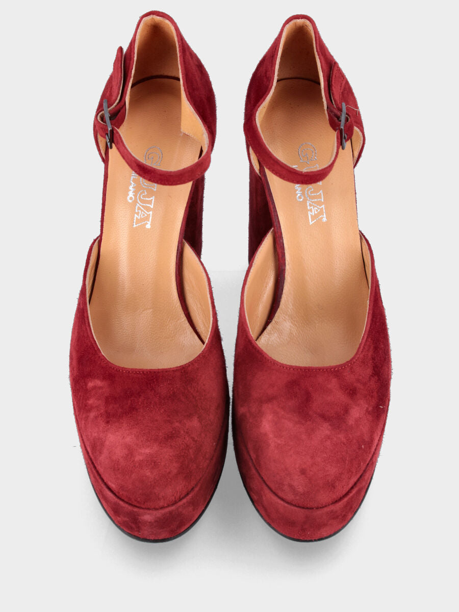 Sandalo monoblocco in vitello rosso con fascia ripiegata
