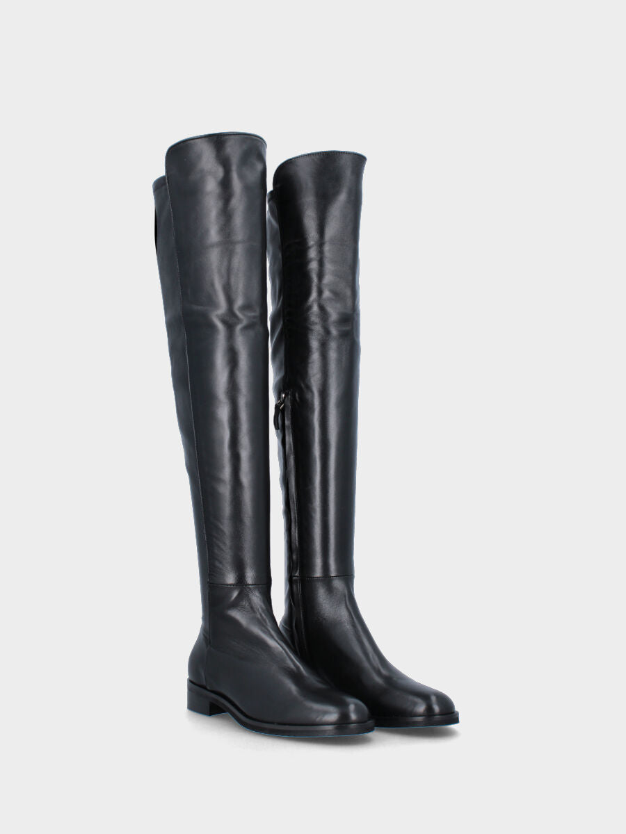 Black leather boot with eco-leather back