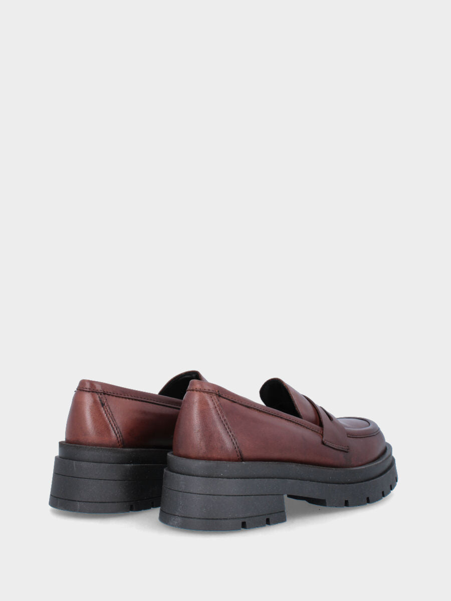 mocassino tacco 30mm, punta tonda, suola combat monblocco in gomma con plateau di 20mm e fondo carrarmato