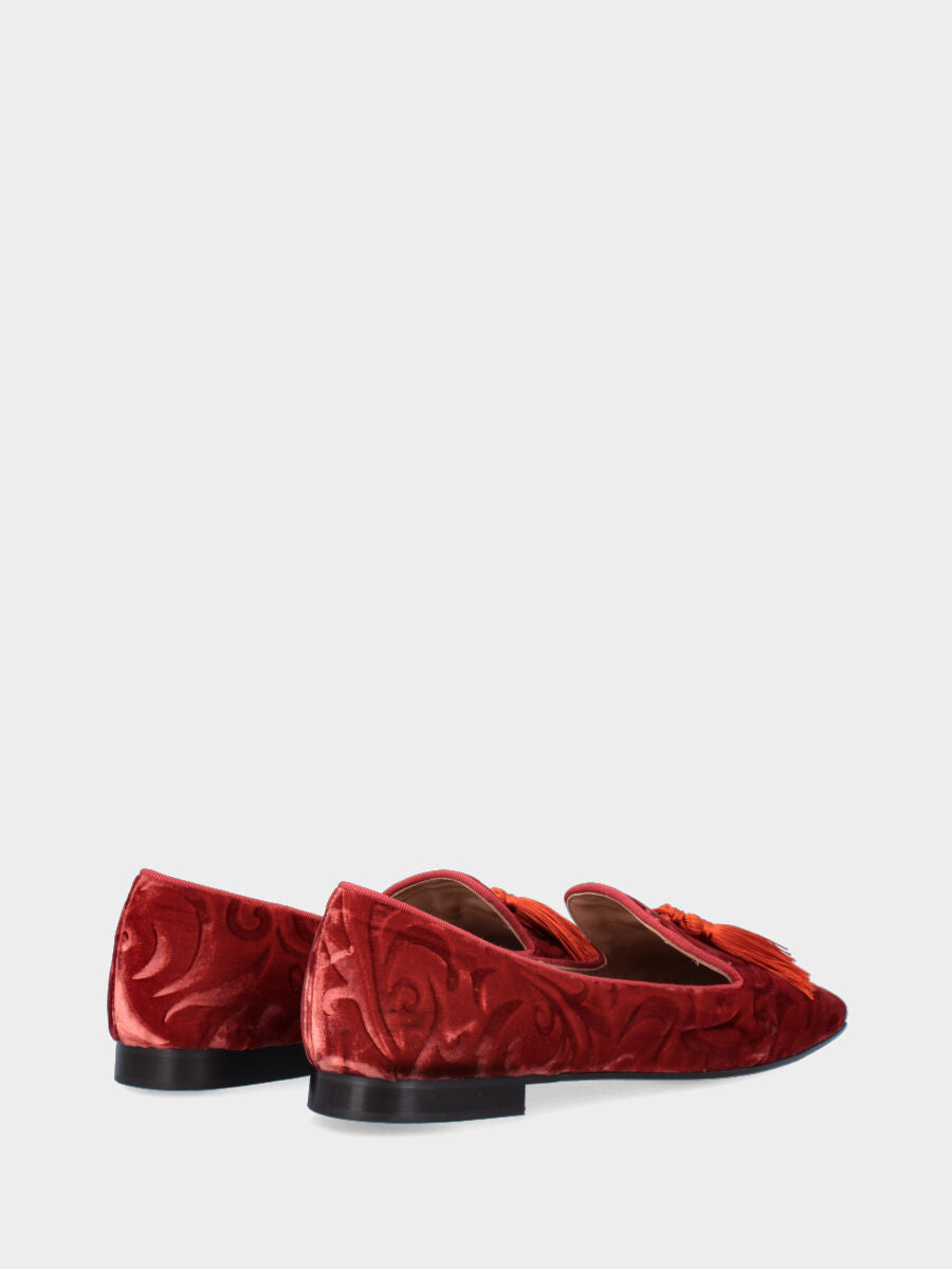 Sandalo monoblocco in vitello rosso con fascia ripiegata