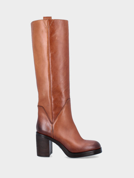 Gambale Largo Stivali Gambale Ampio Stivale Marrone In Pelle Con