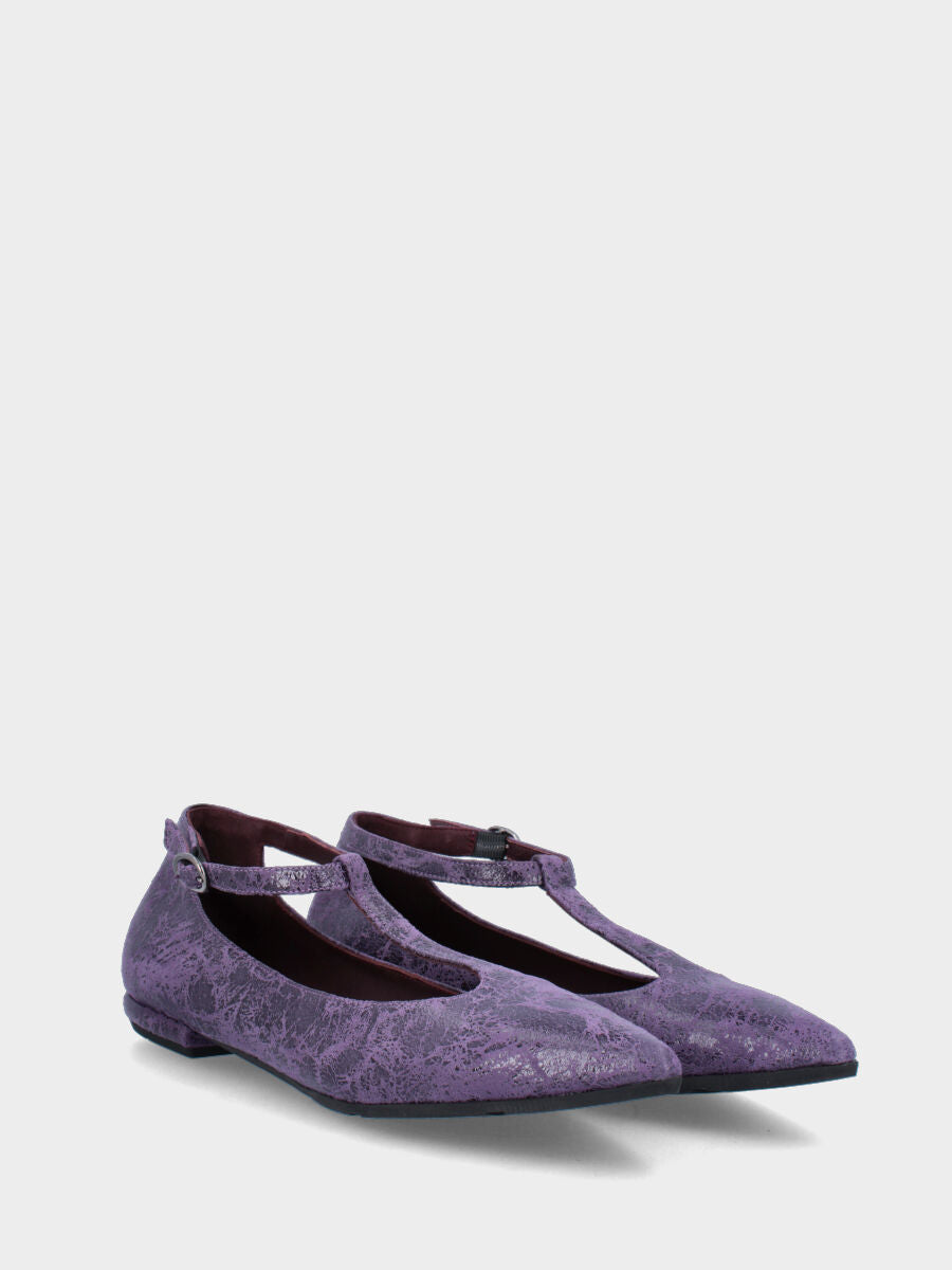 Purple leather ballet flat Charleston model