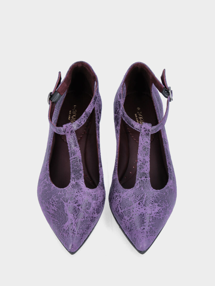 Purple leather ballet flat Charleston model