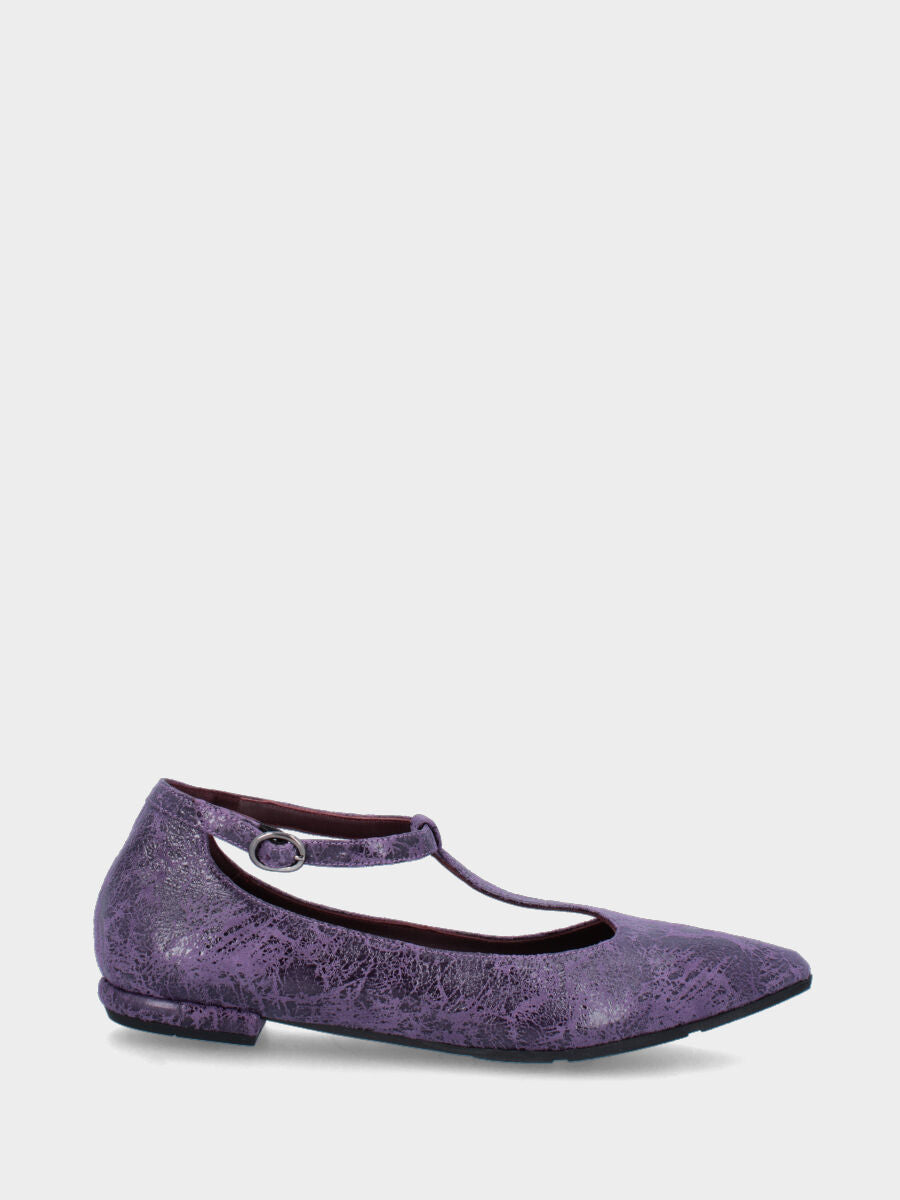 Purple leather ballet flat Charleston model