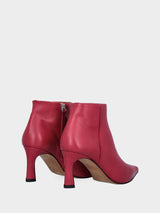 Stivaletto basso rosso in pelle con tacco sottile