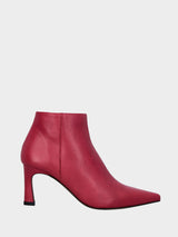 Stivaletto basso rosso in pelle con tacco sottile