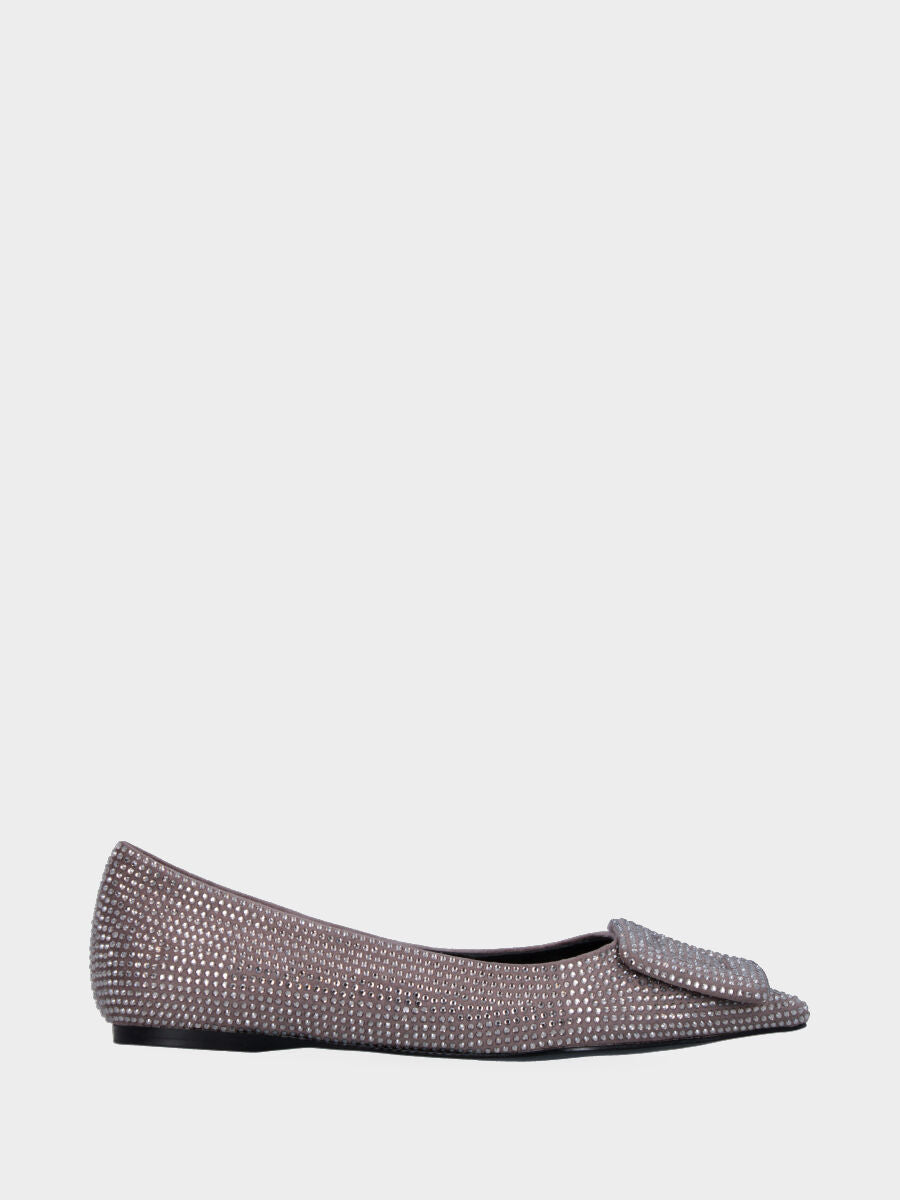 Ballerina grigia con strass e accessorio geometrico