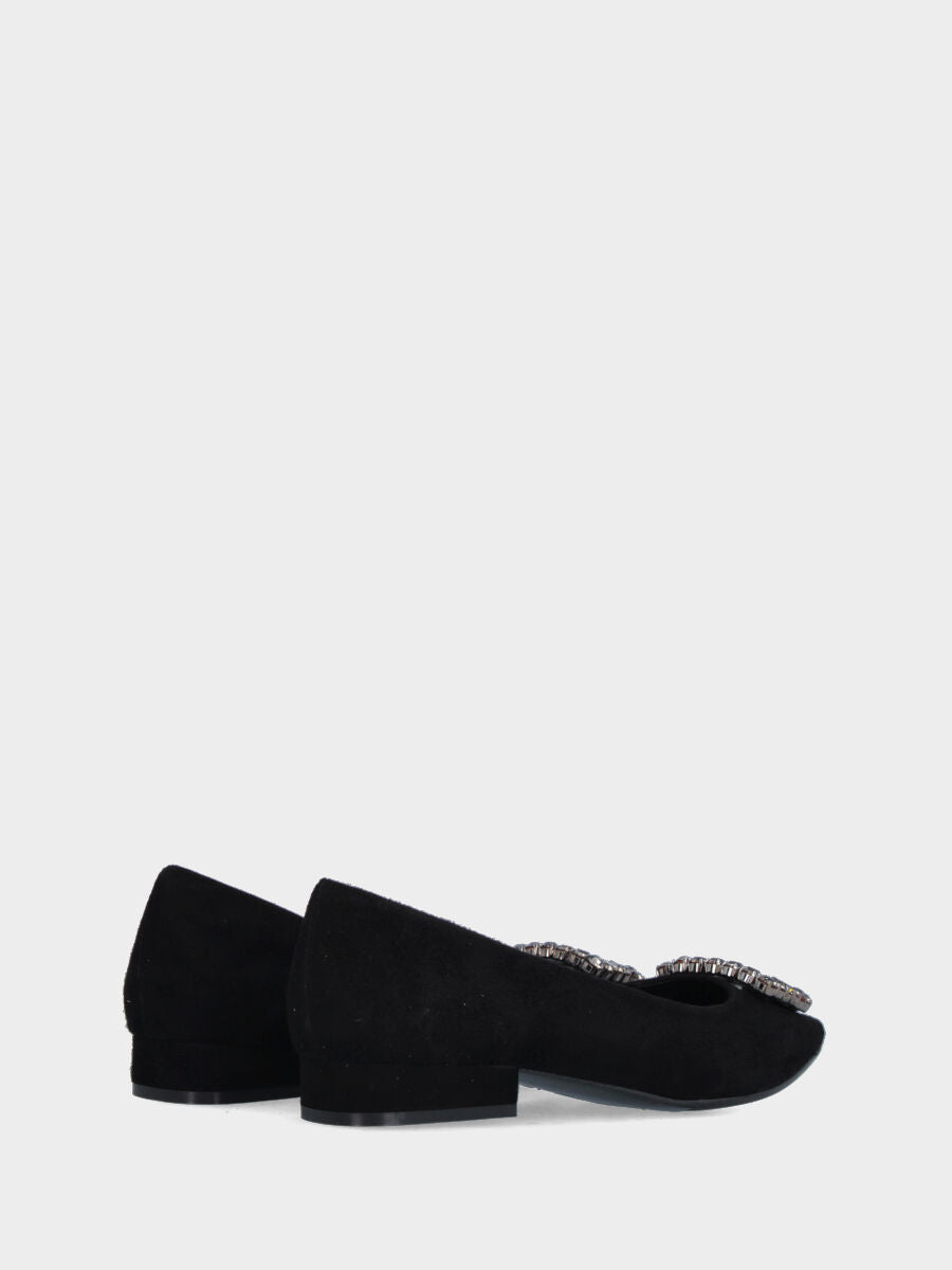 Ballerine noire en suède avec accessoire en cristaux