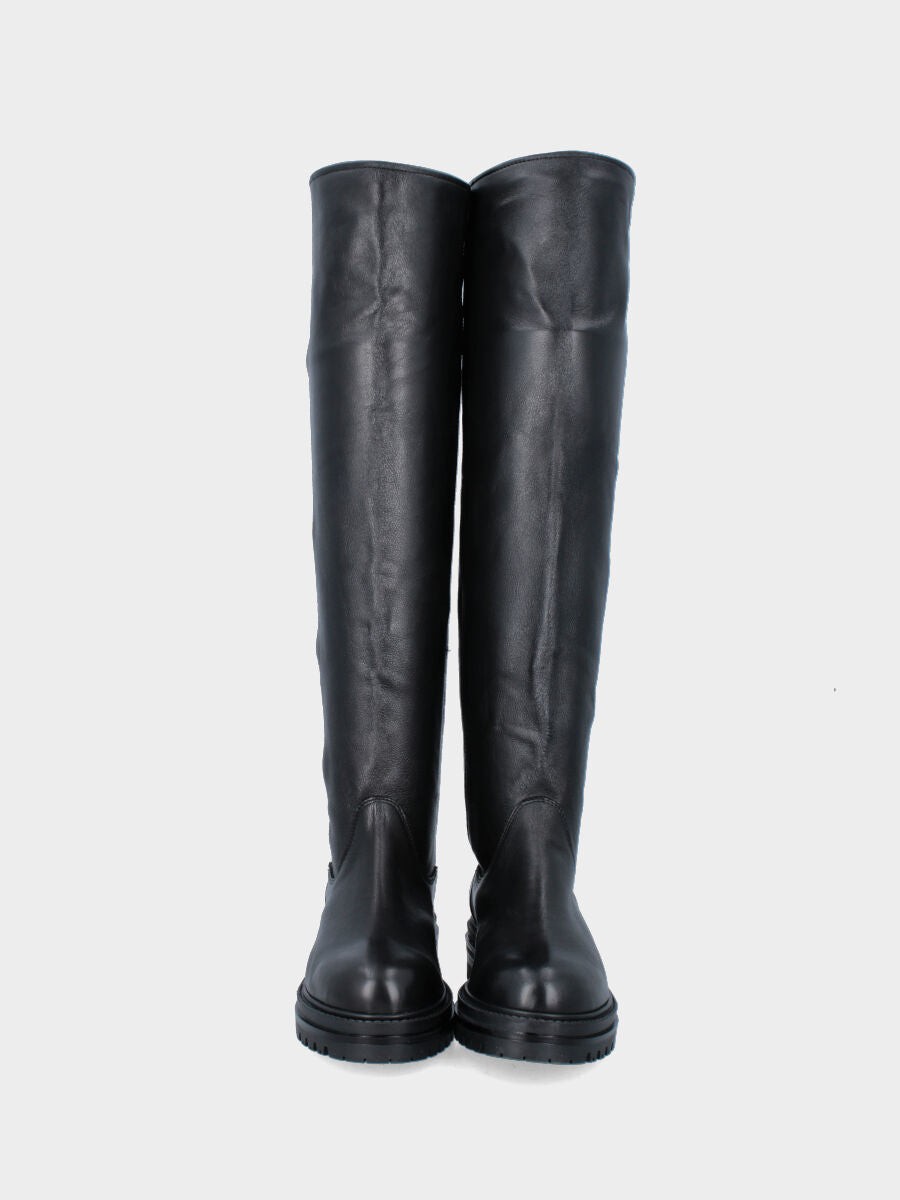 Stivale nero in pelle con gambale alto