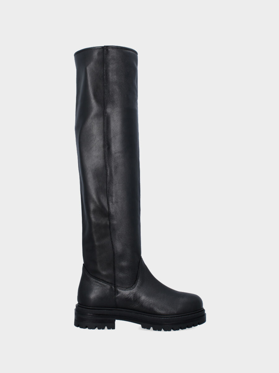 Stivale nero in pelle con gambale alto