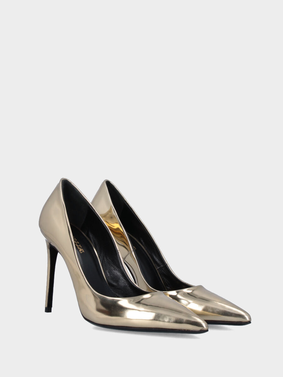 Décolleté oro in vernice con tacco a stiletto
