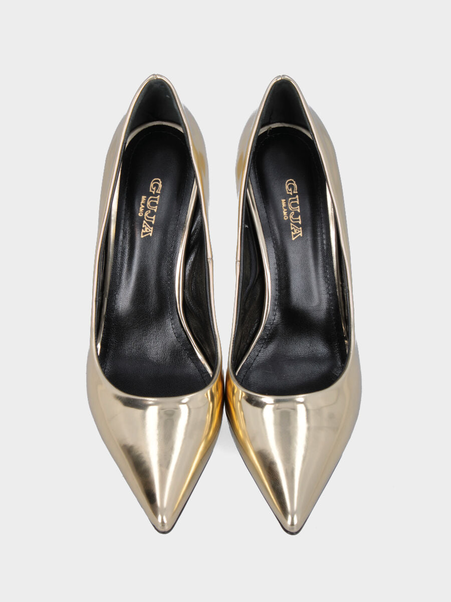 Décolleté oro in vernice con tacco a stiletto