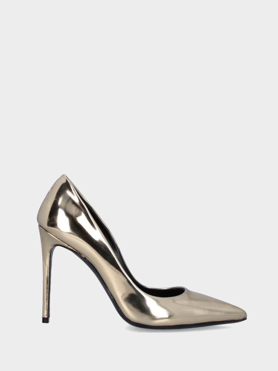 Décolleté oro in vernice con tacco a stiletto