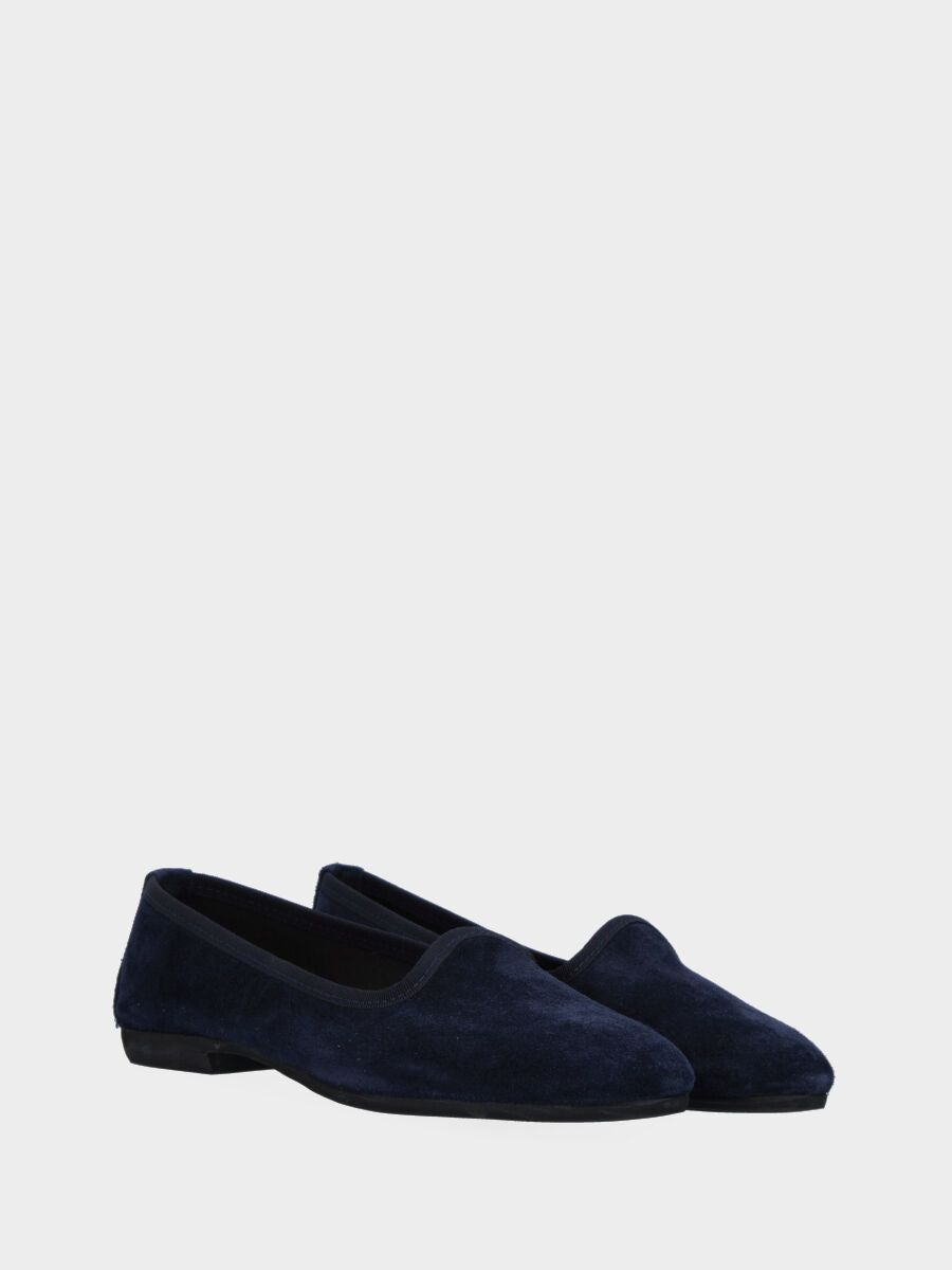 Pantofolina blu in pelle