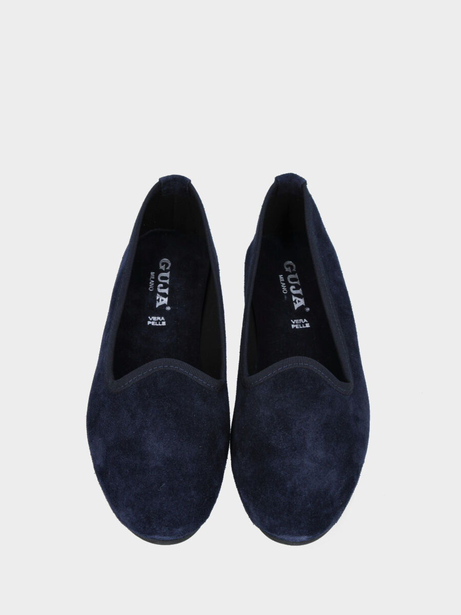 Pantofolina blu in pelle
