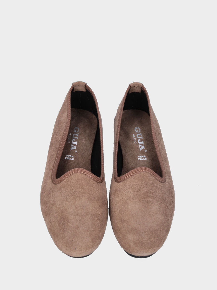 Pantofolina beige in pelle