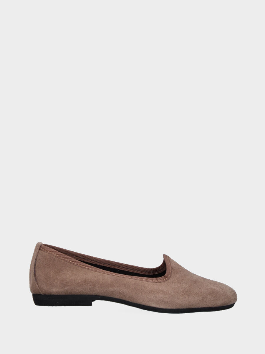 Pantofolina beige in pelle