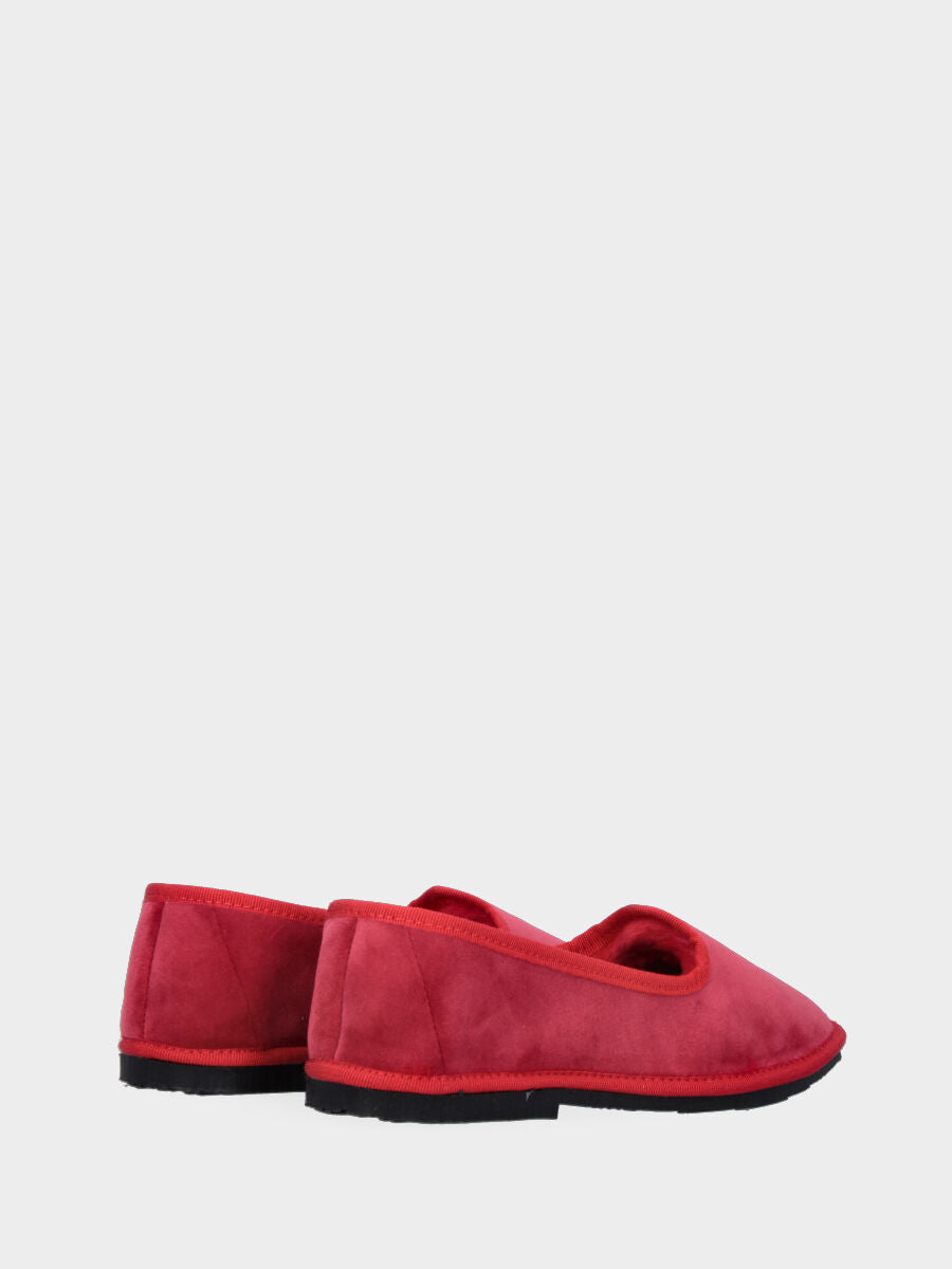 Sandalo monoblocco in vitello rosso con fascia ripiegata
