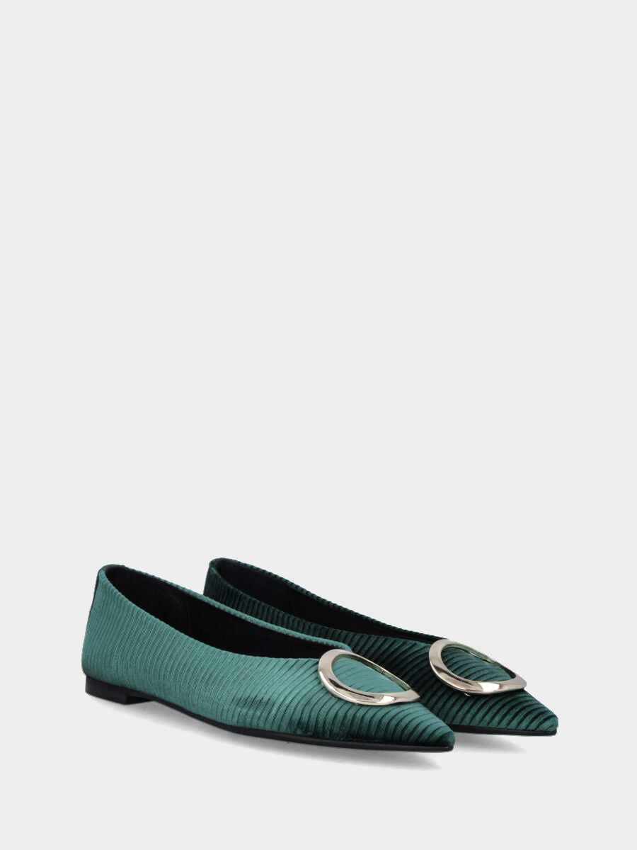 Ballerina verde in velluto con accessorio ad anello