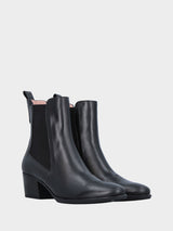 Stivaletto beatle nero in pelle con fascia elastica