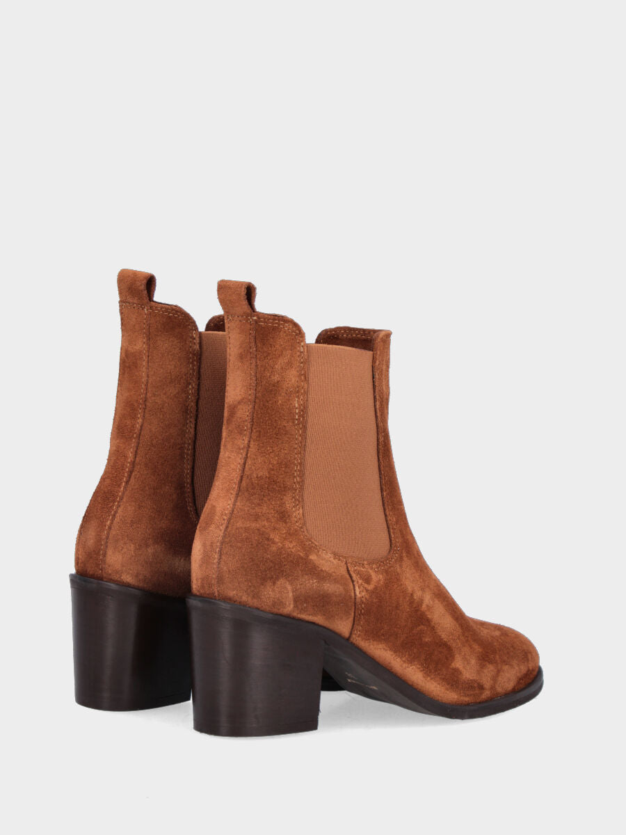 Bottine couleur cuir en cuir avec élastiques assortis