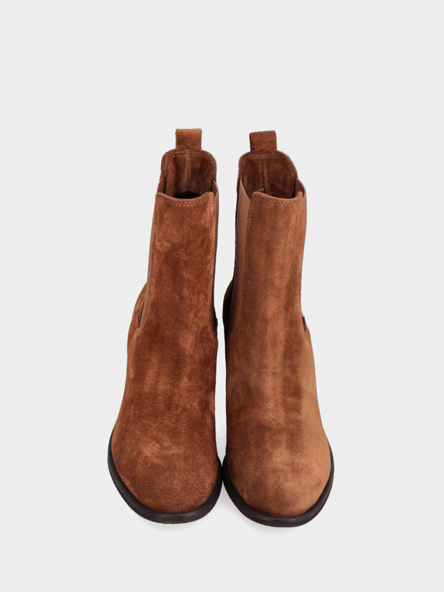 Bottine couleur cuir en cuir avec élastiques assortis