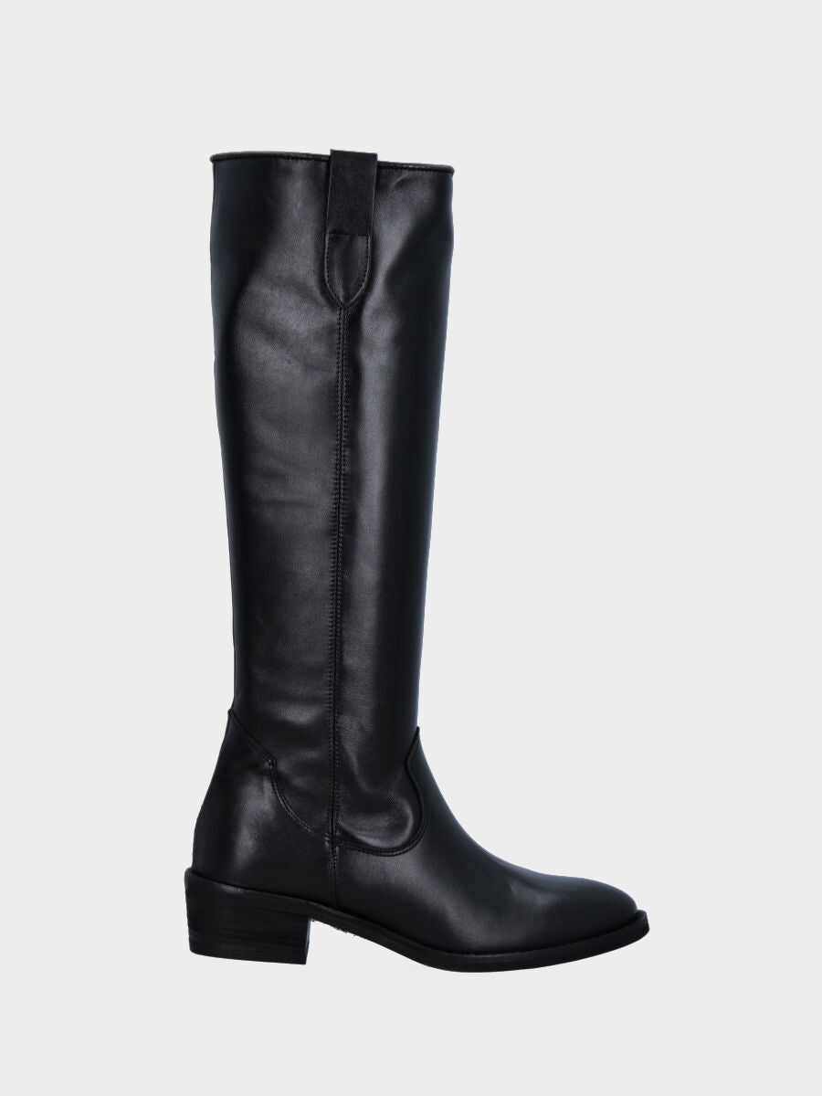 Schwarzer Lederstiefel mit halbem Schaft