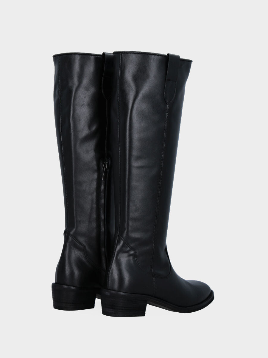 Schwarzer Lederstiefel mit halbem Schaft