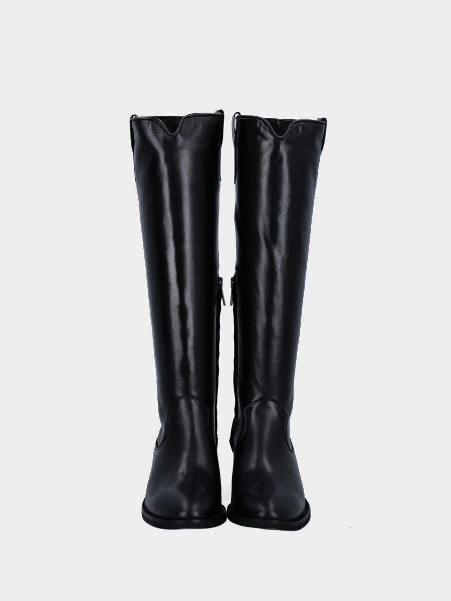 Schwarzer Lederstiefel mit halbem Schaft
