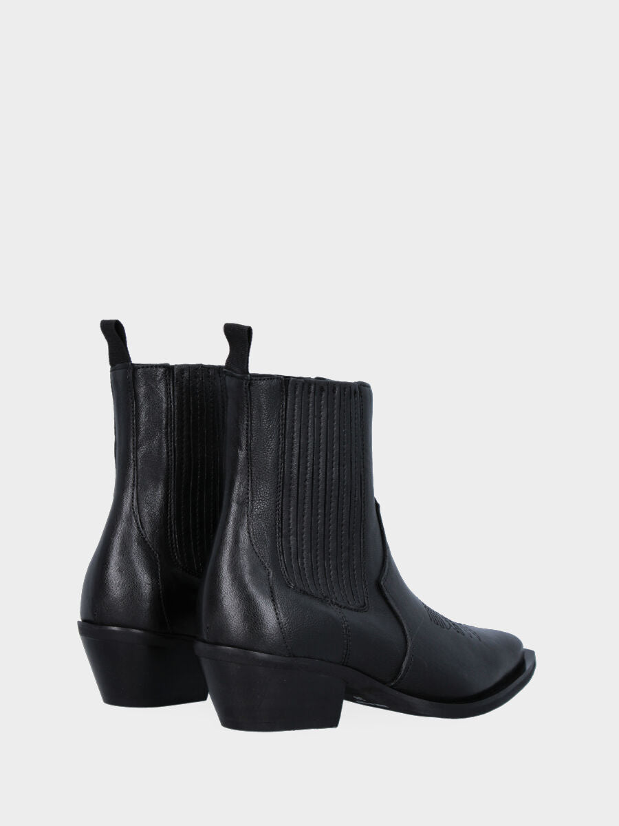 Campero bas noir en cuir avec élastiques latéraux