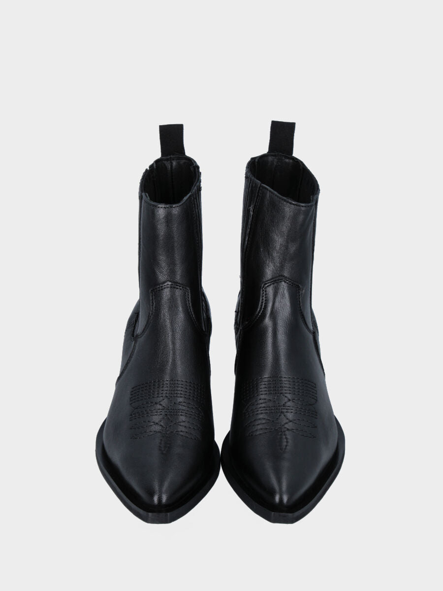 Campero bas noir en cuir avec élastiques latéraux