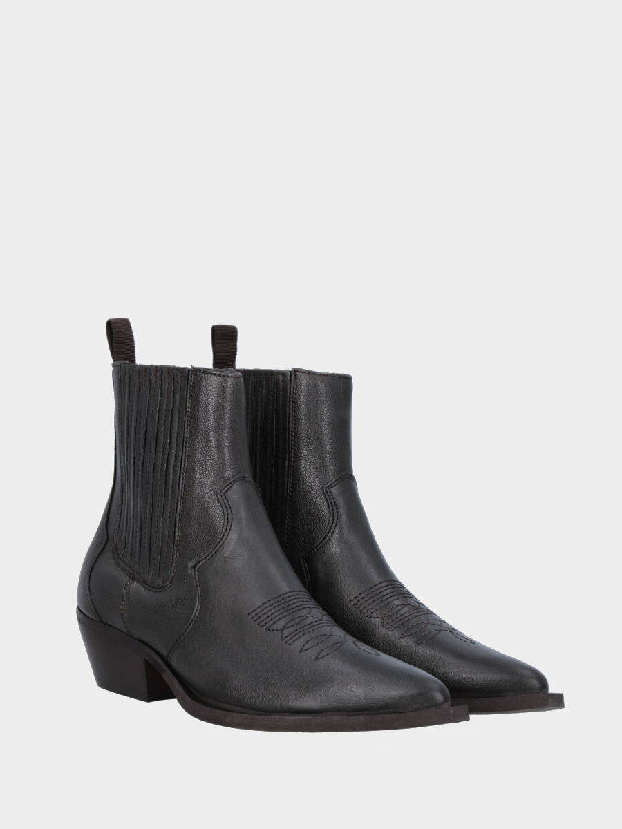 Campero bas marron en cuir avec élastiques latéraux