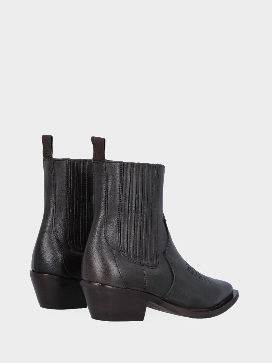 Campero bas marron en cuir avec élastiques latéraux