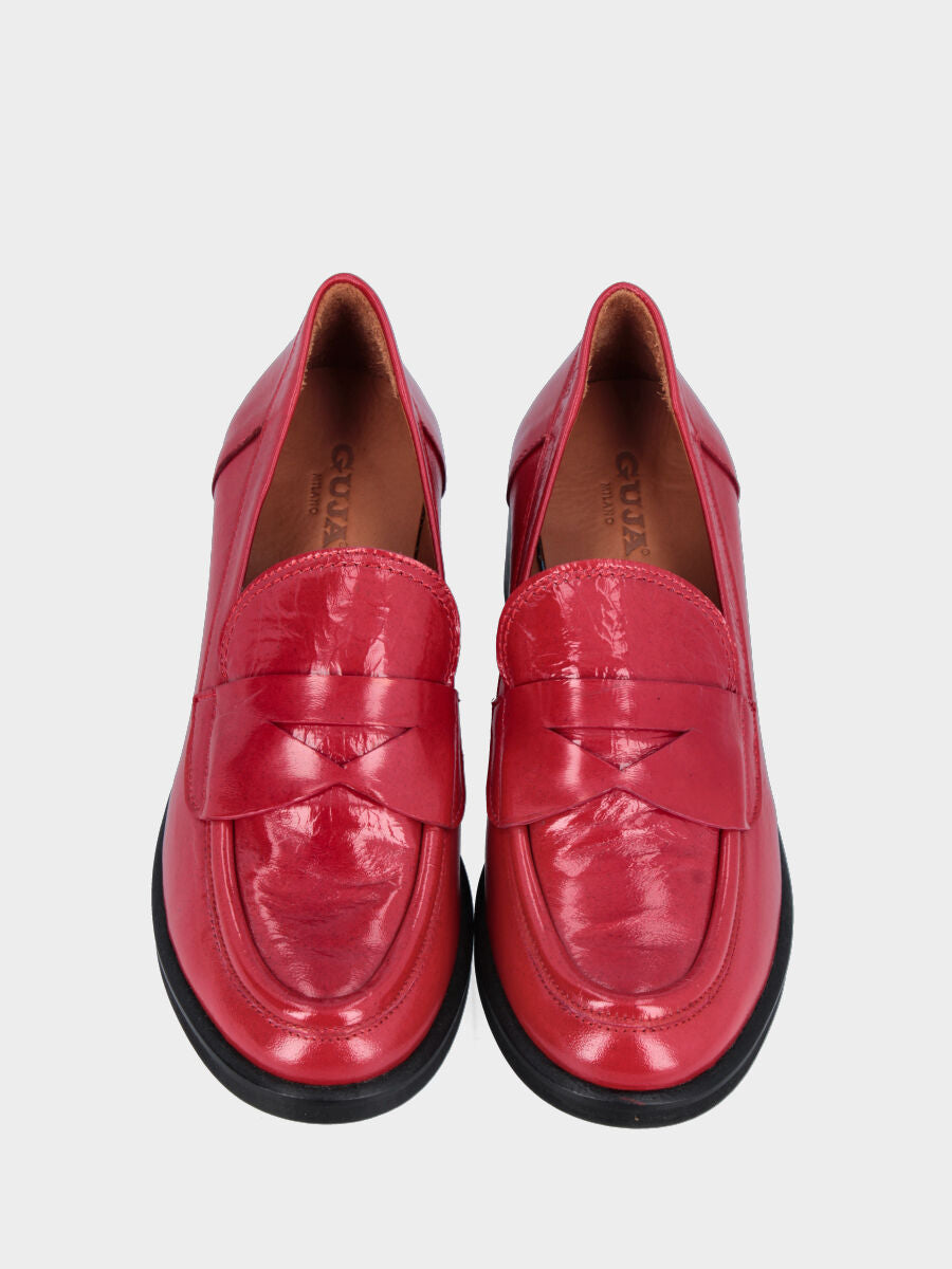 Sandalo monoblocco in vitello rosso con fascia ripiegata