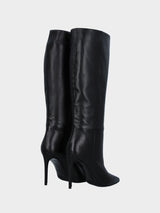 Stivale nero in pelle con tacco a stiletto