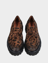 Mocassino animalier in pelle con suola carrarmato