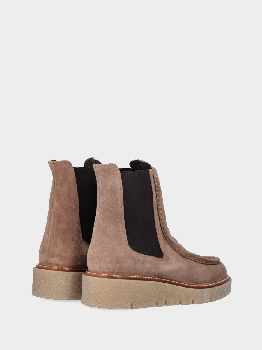 Bottine indianino beige en velours avec bordure en relief