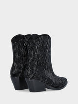 Campero basso nero in pelle con strass