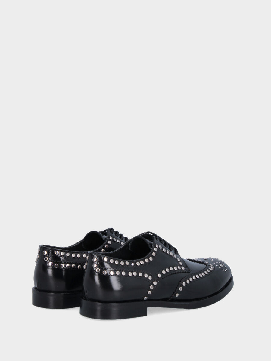Black leather ankle boots with studs